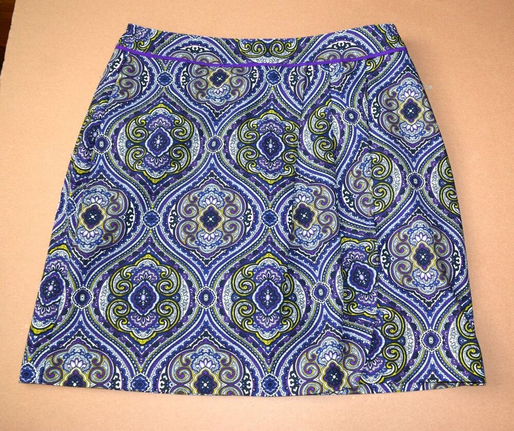 EP Pro Women Purple Paisley Golf Skort Sz 2 Medallion Print Athletic Skirt W-30"